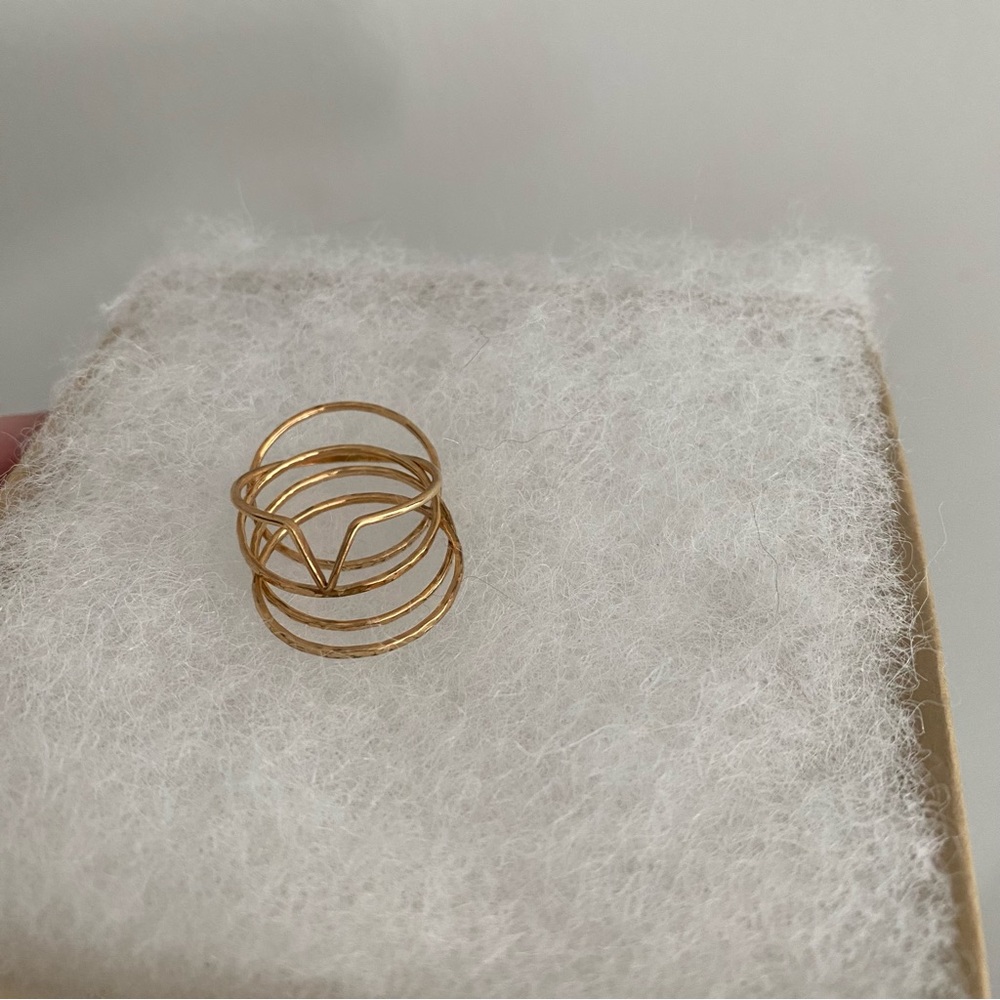 Hammered Brass Five Ring Stack - image 2